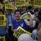Anti-war protestors rallied outside Abe’s official residence